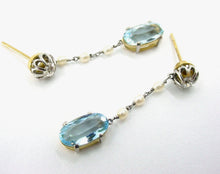 Load image into Gallery viewer, Sweet Edwardian Belle Époque Diamond Platinum Aquamarine Diamond Drop Earring
