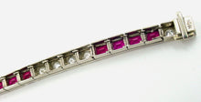 Load image into Gallery viewer, Iconic Precious Gemstone Art Deco 14k White Gold Line Strap Bracelet
