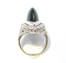 画像をギャラリービューアに読み込む, SALE--Rare Art Deco Platinum Gold Diamond Onyx Ring
