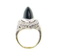 画像をギャラリービューアに読み込む, SALE--Rare Art Deco Platinum Gold Diamond Onyx Ring
