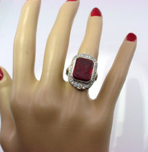 Charger l&#39;image dans la galerie, Rare Art Deco Carved Glass Cameo Diamond 18k White Gold Halo Ring--Old European Cut
