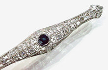 Charger l&#39;image dans la galerie, Stunning Art Deco Platinum 1.11 Ct. Diamond Sapphire Openwork Lacy Brooch Pin
