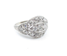 Charger l&#39;image dans la galerie, Art Deco Platinum Old Cut Diamond Dinner Bombe Cocktail Ring
