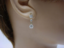 画像をギャラリービューアに読み込む, Edwardian 4-Tier OEC Diamond Platinum Top Gold Drop Earrings
