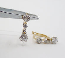 画像をギャラリービューアに読み込む, Edwardian 4-Tier OEC Diamond Platinum Top Gold Drop Earrings
