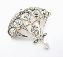 Charger l&#39;image dans la galerie, Edwardian Belle Époque Silver Top Gold Diamond Convertible Fan Pendant Brooch
