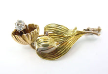 画像をギャラリービューアに読み込む, Lovely Loddon Lily Bluebell 18k and 14k OEC Diamond Brooch
