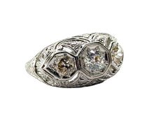 Charger l&#39;image dans la galerie, SALE--Art Deco Platinum OEC Diamond Bombe Engagement Dinner Ring
