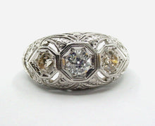 Charger l&#39;image dans la galerie, SALE--Art Deco Platinum OEC Diamond Bombe Engagement Dinner Ring
