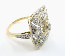 Charger l&#39;image dans la galerie, Edwardian Platinum Topped Gold Diamond Dinner Engagement Ring--Pierced and Lacy
