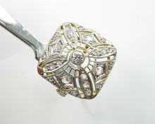 Charger l&#39;image dans la galerie, Edwardian Platinum Topped Gold Diamond Dinner Engagement Ring--Pierced and Lacy
