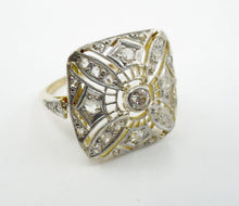 Charger l&#39;image dans la galerie, Edwardian Platinum Topped Gold Diamond Dinner Engagement Ring--Pierced and Lacy
