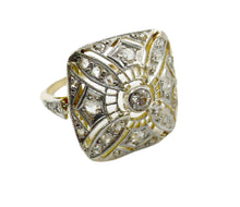 Charger l&#39;image dans la galerie, Edwardian Platinum Topped Gold Diamond Dinner Engagement Ring--Pierced and Lacy
