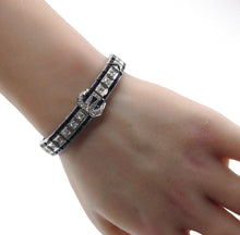 Charger l&#39;image dans la galerie, Stunning Art Deco Platinum 2.88 ct. Diamond Sapphire Buckle Strap Bracelet--Small Size
