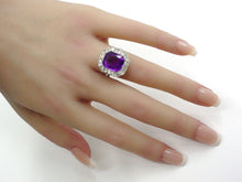 Charger l&#39;image dans la galerie, Romantic Royal Purple Amethyst Diamond Platinum Halo Engagement Cocktail Ring
