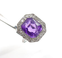 Charger l&#39;image dans la galerie, Romantic Royal Purple Amethyst Diamond Platinum Halo Engagement Cocktail Ring
