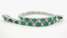 Charger l&#39;image dans la galerie, Lovely Emerald 3.50 Ct Diamond Emerald Line Strap Tennis Bracelet
