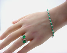 Charger l&#39;image dans la galerie, Lovely Emerald 3.50 Ct Diamond Emerald Line Strap Tennis Bracelet
