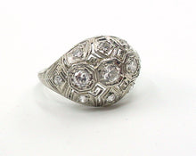 Charger l&#39;image dans la galerie, Art Deco Old Cut Diamond 14k White Gold Bombe Engagement Dinner Ring
