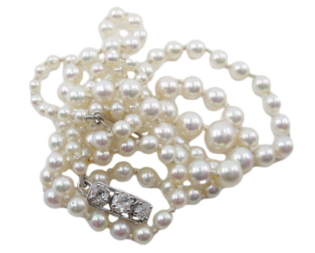 BIRKS Canada Graduated Cultured Pearl Diamond Necklace