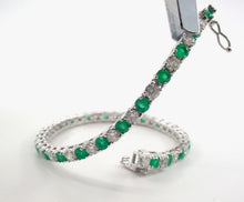 Charger l&#39;image dans la galerie, Lovely Emerald 3.50 Ct Diamond Emerald Line Strap Tennis Bracelet
