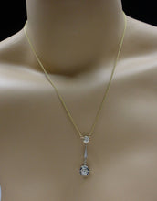 Charger l&#39;image dans la galerie, Art Deco &quot;Target&quot; Diamond Sapphire 14k Gold Drop Chain Necklace
