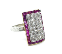 Charger l&#39;image dans la galerie, Stunning Art Deco Ruby Diamond  18k Gold Cocktail Ring
