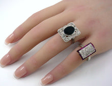 Charger l&#39;image dans la galerie, Stunning Art Deco Ruby Diamond  18k Gold Cocktail Ring
