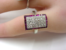 Charger l&#39;image dans la galerie, Stunning Art Deco Ruby Diamond  18k Gold Cocktail Ring
