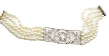 Charger l&#39;image dans la galerie, Edwardian Antique Platinum-Topped Gold Cultured Pearl Diamond Bracelet
