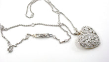 Load image into Gallery viewer, Exceptional Edwardian Platinum 1.95 OEC Heart and Diamond Station Chain Necklace
