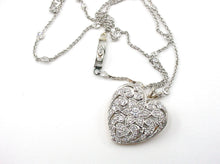 Load image into Gallery viewer, Exceptional Edwardian Platinum 1.95 OEC Heart and Diamond Station Chain Necklace
