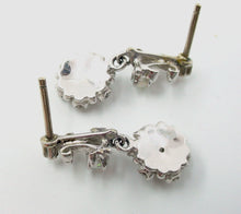 Load image into Gallery viewer, Vintage Fiery Opal Brilliant Diamond 14k White Gold Drop Earrings
