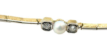 Charger l&#39;image dans la galerie, Edwardian Diamond Pearl Platinum Topped Gold Link Bracelet
