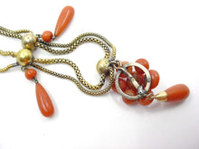 Charger l&#39;image dans la galerie, Handsome Victorian Coral Draped 14k Gold Collar Necklace
