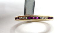 Charger l&#39;image dans la galerie, Rare Alternating Ruby Diamond 14k Yellow Gold Eternity Band Ring
