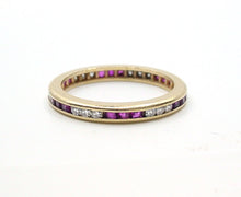 Charger l&#39;image dans la galerie, Rare Alternating Ruby Diamond 14k Yellow Gold Eternity Band Ring
