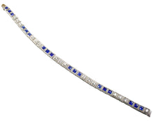 Load image into Gallery viewer, Iconic Art Deco Platinum Diamond Sapphire Straight Line Tennis Bracelet
