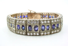 Charger l&#39;image dans la galerie, Stunning Antique Sapphire Silver Topped Rose Gold  Link Bracelet--Heavy
