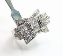 Charger l&#39;image dans la galerie, Whimsical Platinum &quot;Bow&quot; Diamond Ring--1940s Retro at Its Finest
