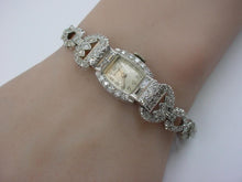 画像をギャラリービューアに読み込む, Heavy Platinum Wittnauer 2.98 Ct Diamond Art Deco Swiss Bracelet Watch-32 grams
