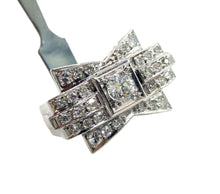 Charger l&#39;image dans la galerie, Whimsical Platinum &quot;Bow&quot; Diamond Ring--1940s Retro at Its Finest
