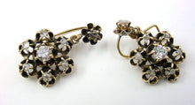 画像をギャラリービューアに読み込む, Antique Mine Old Cut Diamond 14k Gold Halo Cluster Drop Earrings
