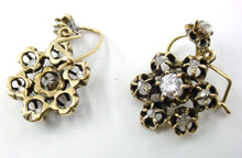 画像をギャラリービューアに読み込む, Antique Mine Old Cut Diamond 14k Gold Halo Cluster Drop Earrings
