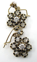 画像をギャラリービューアに読み込む, Antique Mine Old Cut Diamond 14k Gold Halo Cluster Drop Earrings
