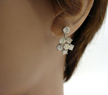 Load image into Gallery viewer, Vintage 2.00 Ct. Old Cut Diamond 14k Gold Halo Cluster Drop Earrings
