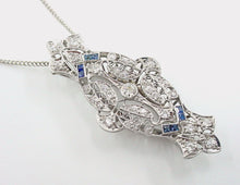 画像をギャラリービューアに読み込む, Art Deco Platinum OEC Diamond Sapphire 14k Gold Pendant Necklace--Conversion
