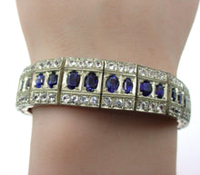 Charger l&#39;image dans la galerie, Stunning Antique Sapphire Silver Topped Rose Gold  Link Bracelet--Heavy
