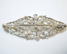 Charger l&#39;image dans la galerie, Lovely Platinum Belle Epoque 2.00 Ct Diamond Pearl Gold Pin Brooch
