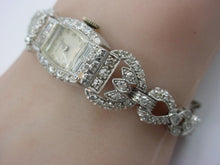 画像をギャラリービューアに読み込む, Heavy Platinum Wittnauer 2.98 Ct Diamond Art Deco Swiss Bracelet Watch-32 grams
